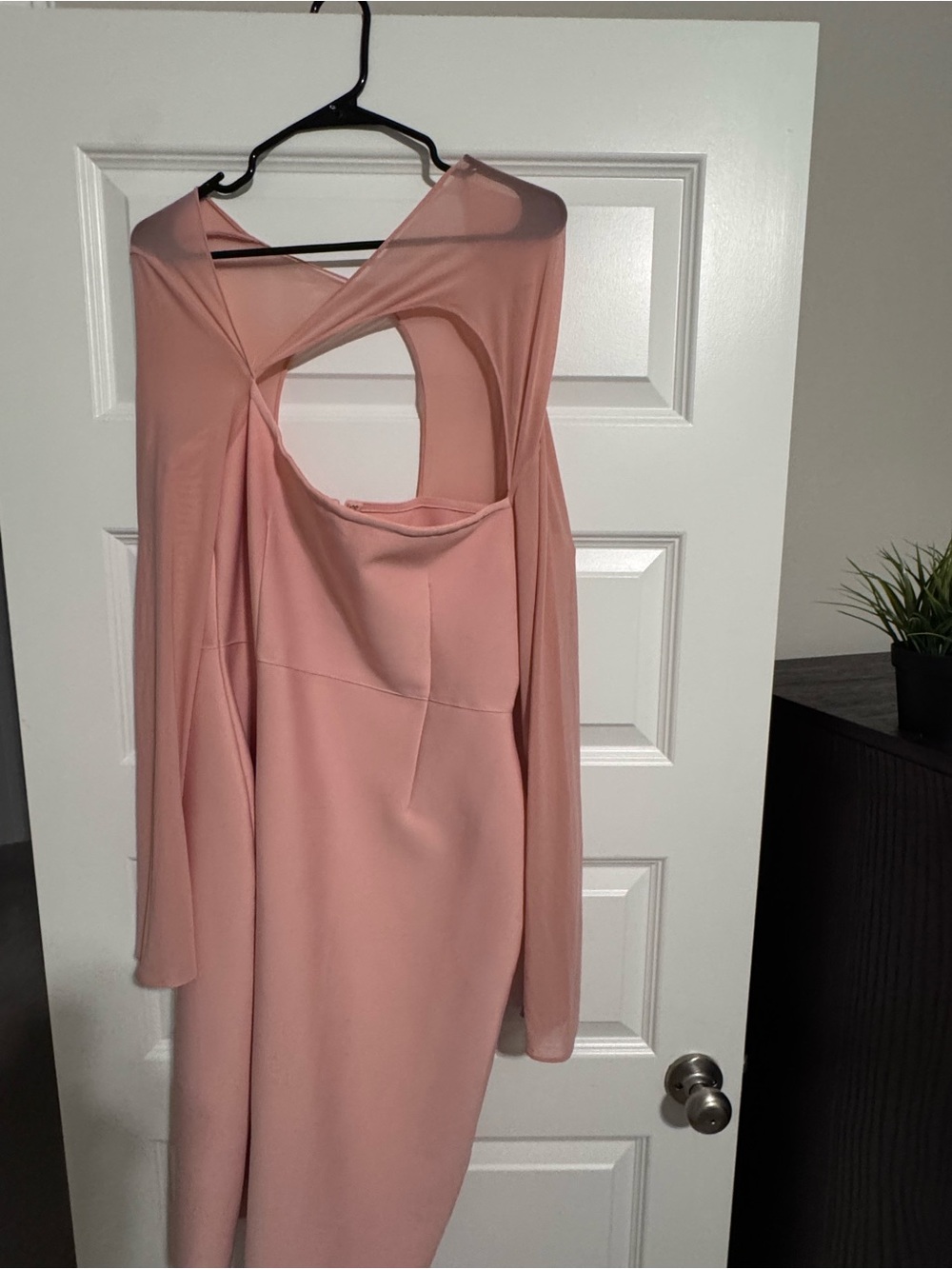 Backless Long Sleeve Pink Dress for Women